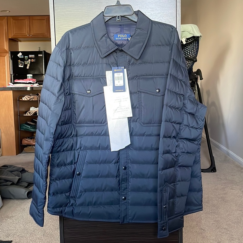 Brand new with tags Men Polo Ralph Lauren navy quilted jacket, Size XL